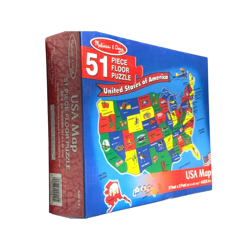 Melissa & Doug USA Map Floor Puzzle 51 Piece United States Geography Ages 6+
